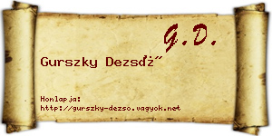 Gurszky Dezső névjegykártya